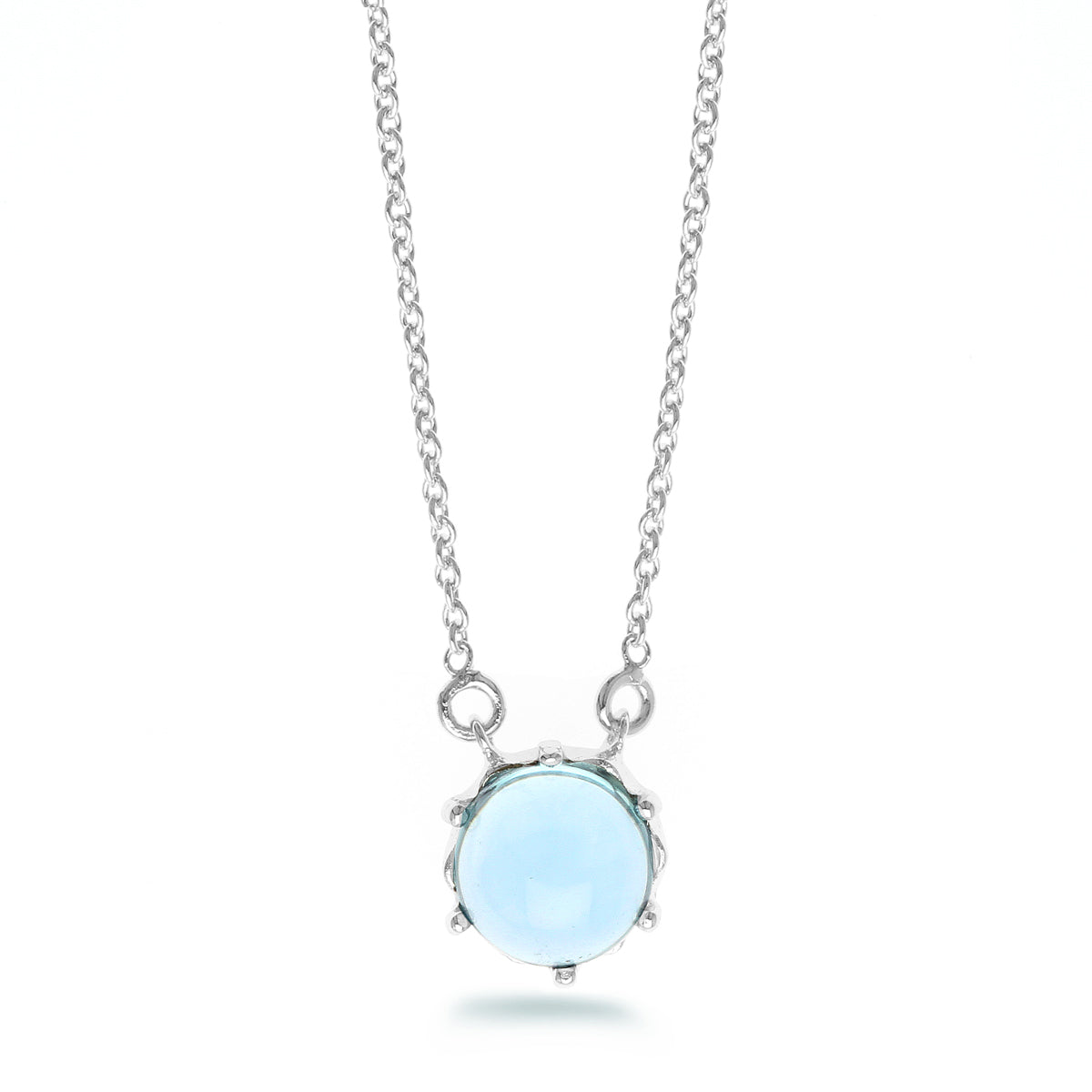 LENYA สร้อยคอประดับด้วยพลอยสีฟ้าบลูโทแพซ (Blue Topaz) สว่าง สดใส เรียบๆดูโดดเด่น ตัวเรือนเงินแท้ 925 ชุปทองคำขาว (Rhodium)