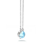 LENYA สร้อยคอประดับด้วยพลอยสีฟ้าบลูโทแพซ (Blue Topaz) สว่าง สดใส เรียบๆดูโดดเด่น ตัวเรือนเงินแท้ 925 ชุปทองคำขาว (Rhodium)