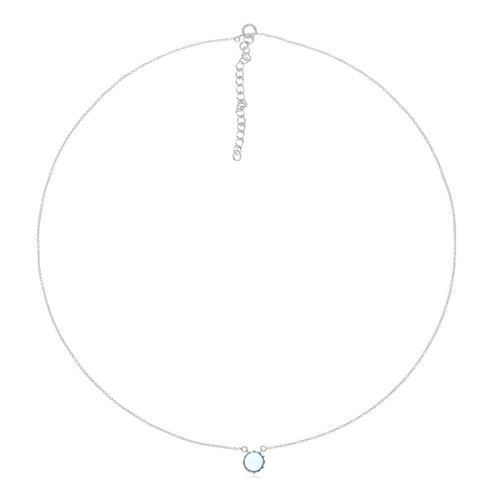 LENYA สร้อยคอประดับด้วยพลอยสีฟ้าบลูโทแพซ (Blue Topaz) สว่าง สดใส เรียบๆดูโดดเด่น ตัวเรือนเงินแท้ 925 ชุปทองคำขาว (Rhodium)