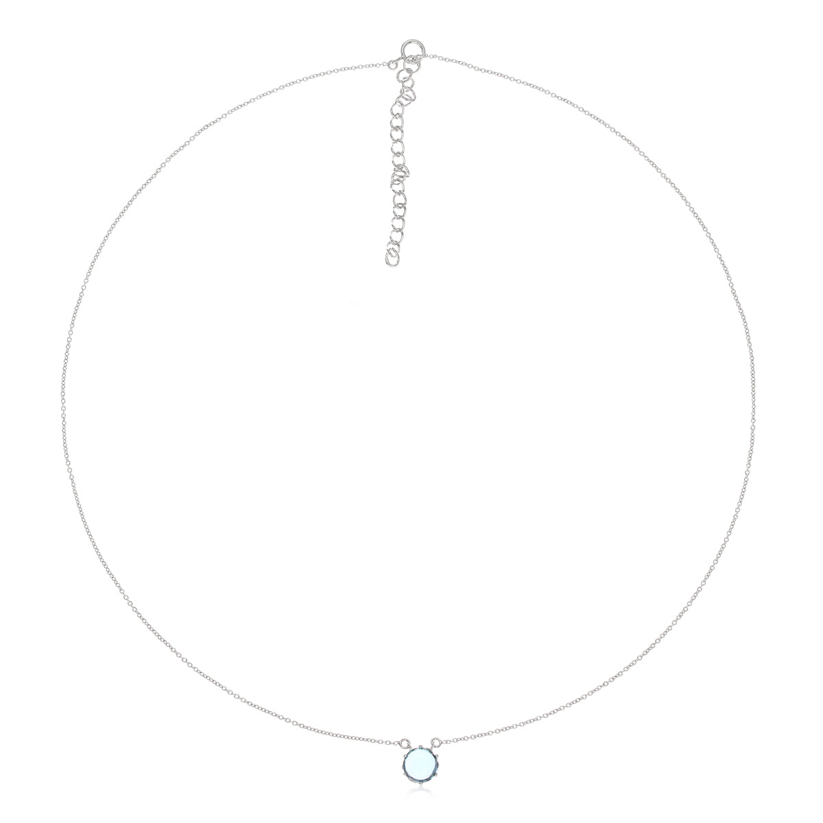 LENYA สร้อยคอประดับด้วยพลอยสีฟ้าบลูโทแพซ (Blue Topaz) สว่าง สดใส เรียบๆดูโดดเด่น ตัวเรือนเงินแท้ 925 ชุปทองคำขาว (Rhodium)