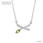 LENYA สร้อยคอตัวเรือนเงินแท้ 925 ชุบโรเดียม ประดับด้วย เพอริดอท  (Peridot)  ไวโทแพซ (White Topaz) ดีไซน์เล็กๆน่ารัก