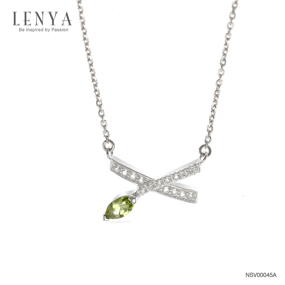 LENYA สร้อยคอตัวเรือนเงินแท้ 925 ชุบโรเดียม ประดับด้วย เพอริดอท  (Peridot)  ไวโทแพซ (White Topaz) ดีไซน์เล็กๆน่ารัก