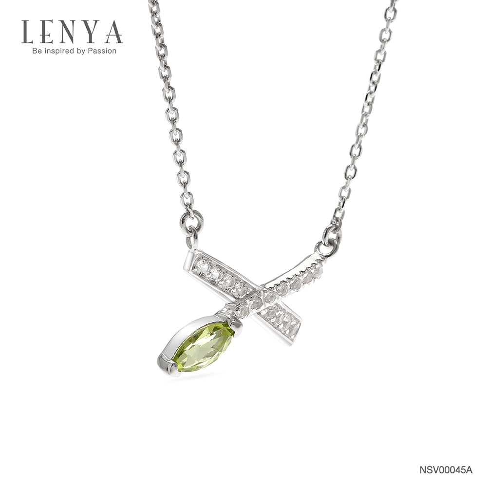 LENYA สร้อยคอตัวเรือนเงินแท้ 925 ชุบโรเดียม ประดับด้วย เพอริดอท  (Peridot)  ไวโทแพซ (White Topaz) ดีไซน์เล็กๆน่ารัก