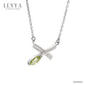 LENYA สร้อยคอตัวเรือนเงินแท้ 925 ชุบโรเดียม ประดับด้วย เพอริดอท  (Peridot)  ไวโทแพซ (White Topaz) ดีไซน์เล็กๆน่ารัก