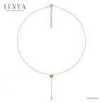 LENYA สร้อยคอเงินแท้ 925 ประดับพลอยสีเหลือง ซิทริน ( Citrine ) ชุบโรเดียม ดีไซน์เรียบหรู สไตล์เกาหลี ญี่ปุ่นเพิ่มเสน่ห์ความน่ารักสดใส ในตัวคุณ