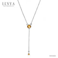 LENYA สร้อยคอเงินแท้ 925 ประดับพลอยสีเหลือง ซิทริน ( Citrine ) ชุบโรเดียม ดีไซน์เรียบหรู สไตล์เกาหลี ญี่ปุ่นเพิ่มเสน่ห์ความน่ารักสดใส ในตัวคุณ