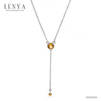 LENYA สร้อยคอเงินแท้ 925 ประดับพลอยสีเหลือง ซิทริน ( Citrine ) ชุบโรเดียม ดีไซน์เรียบหรู สไตล์เกาหลี ญี่ปุ่นเพิ่มเสน่ห์ความน่ารักสดใส ในตัวคุณ
