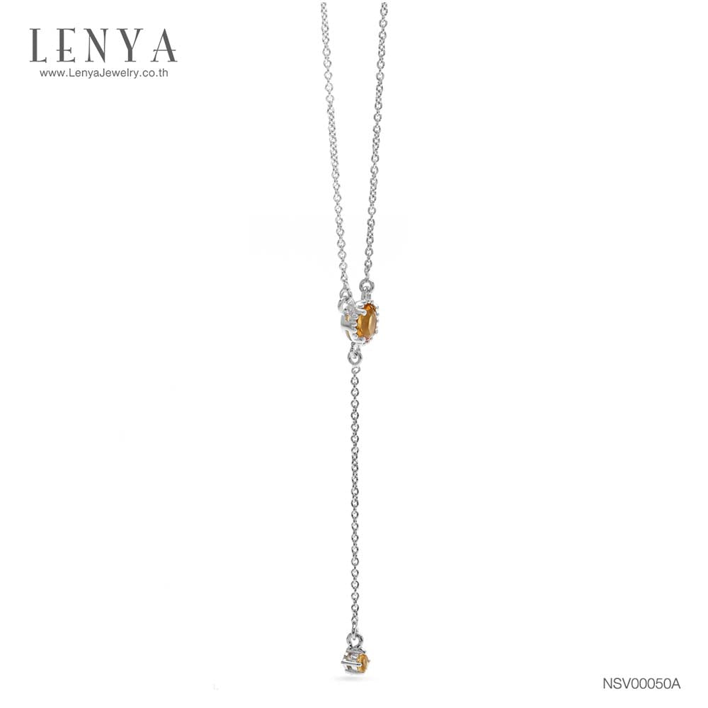 LENYA สร้อยคอเงินแท้ 925 ประดับพลอยสีเหลือง ซิทริน ( Citrine ) ชุบโรเดียม ดีไซน์เรียบหรู สไตล์เกาหลี ญี่ปุ่นเพิ่มเสน่ห์ความน่ารักสดใส ในตัวคุณ