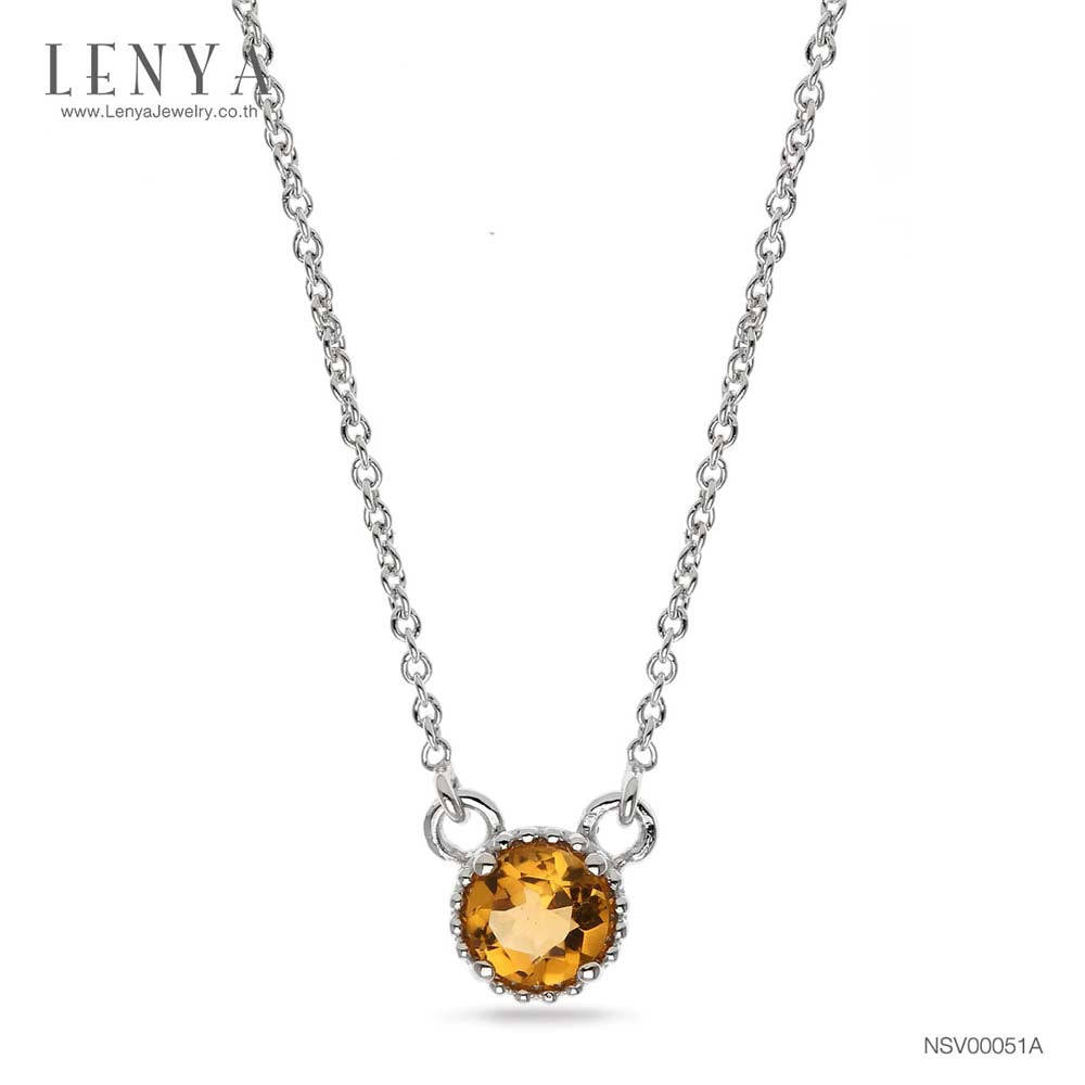 LENYA สร้อยคอเงินแท้ ประดับพลอยสีเหลือง ซิทริน ( Citrine ) ชุบโรเดียม ดีไซน์เรียบหรู สไตล์เกาหลี ญี่ปุ่นเพิ่มเสน่ห์ความน่ารักสดใส ในตัวคุณ