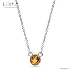 LENYA สร้อยคอเงินแท้ ประดับพลอยสีเหลือง ซิทริน ( Citrine ) ชุบโรเดียม ดีไซน์เรียบหรู สไตล์เกาหลี ญี่ปุ่นเพิ่มเสน่ห์ความน่ารักสดใส ในตัวคุณ