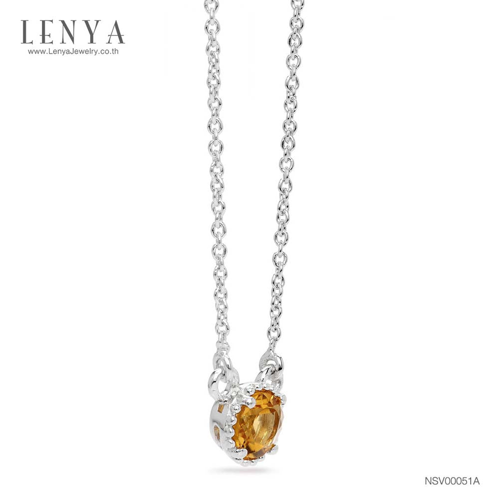 LENYA สร้อยคอเงินแท้ ประดับพลอยสีเหลือง ซิทริน ( Citrine ) ชุบโรเดียม ดีไซน์เรียบหรู สไตล์เกาหลี ญี่ปุ่นเพิ่มเสน่ห์ความน่ารักสดใส ในตัวคุณ