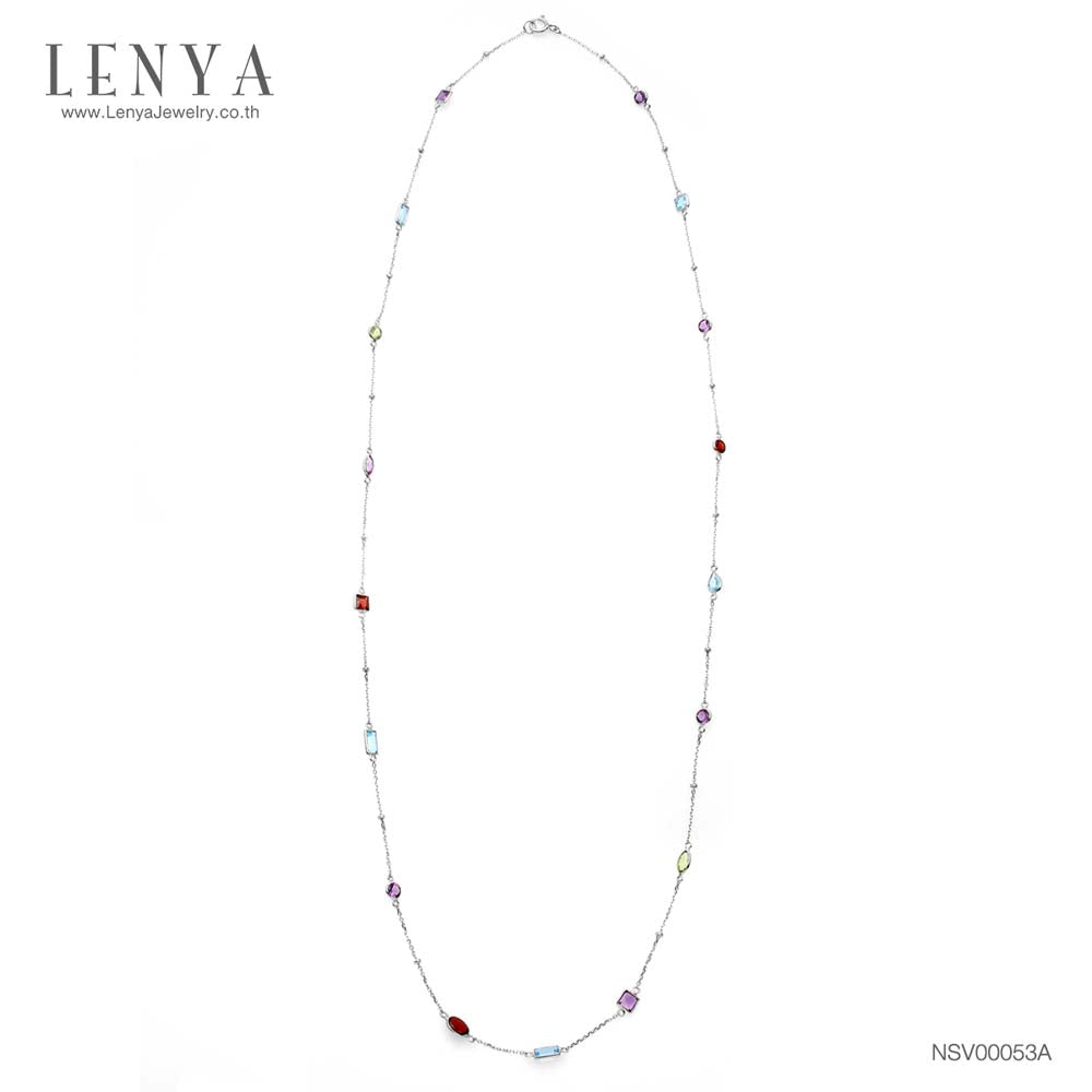 LENYA สร้อยคอเงินแท้ 925 ความยาว 27 นิ้ว  ประดับพลอยแท้หลากสี ผสมผสานกันอย่างลงตัว หรูหรา ควรค่าแก่การเป็นเจ้าของ