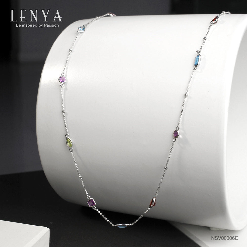 LENYA สร้อยคอเงินแท้ 925 ความยาว 27 นิ้ว  ประดับพลอยแท้หลากสี ผสมผสานกันอย่างลงตัว หรูหรา ควรค่าแก่การเป็นเจ้าของ