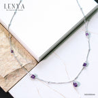 LENYA สร้อยคอเงินแท้ 925 ประดับพลอยอเมทิสต์  (Amethyst) หลายหลายรูปทรง ผสมผสานกันอย่างลงตัว หรูหราอย่างมีสไตล์