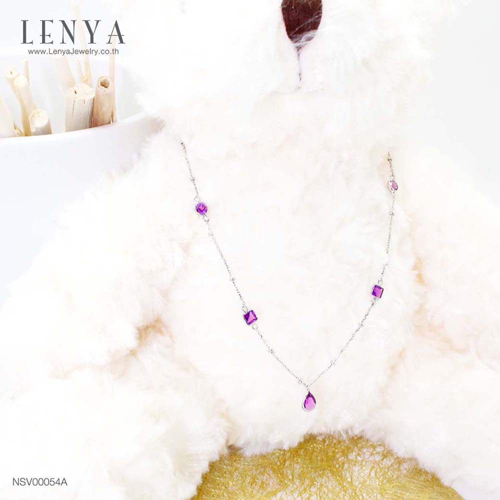 LENYA สร้อยคอเงินแท้ 925 ประดับพลอยอเมทิสต์  (Amethyst) หลายหลายรูปทรง ผสมผสานกันอย่างลงตัว หรูหราอย่างมีสไตล์