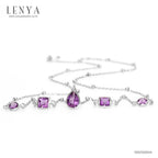LENYA สร้อยคอเงินแท้ 925 ประดับพลอยอเมทิสต์  (Amethyst) หลายหลายรูปทรง ผสมผสานกันอย่างลงตัว หรูหราอย่างมีสไตล์