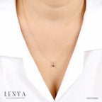 LENYA สร้อยคอเงินแท้ ชุบพิงค์โกลด์ ประดับอเมทีสต์ (Amethyst) และบลูโทแพซ (Blue Topaz) ทรงเหลี่ยม