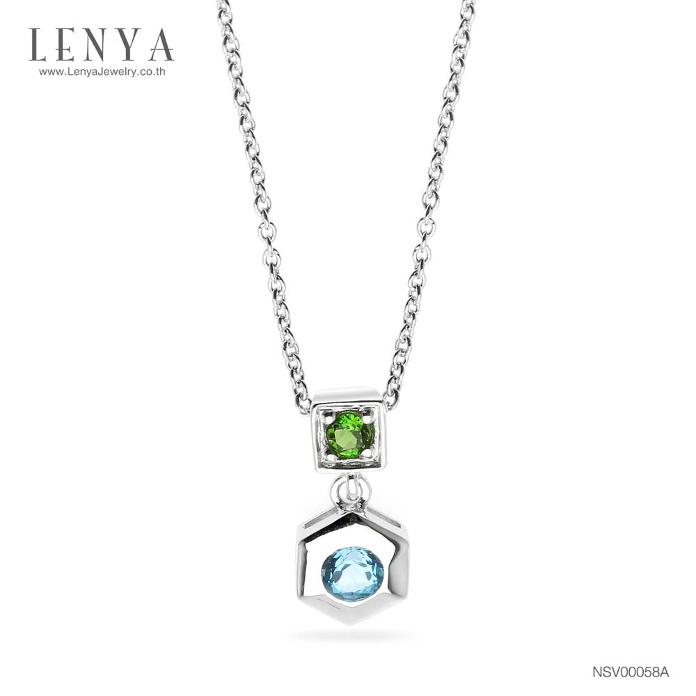 LENYA สร้อยคอพลอยบลูโทแพซ เสริมความมั่นใจ ชัดเจน ปัญญา ขนาด 3 มิล ตัวเรือนเงินแท้925 ชุบทองคำขาว