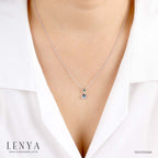 LENYA สร้อยคอพลอยบลูโทแพซ เสริมความมั่นใจ ชัดเจน ปัญญา ขนาด 3 มิล ตัวเรือนเงินแท้925 ชุบทองคำขาว