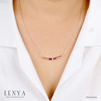 LENYA สร้อยคอเงินแท้ชุบพิงค์โกล์ด 18K ประดับอเมทีสต์ (Amethyst) ทรงบาเกต โฉบเฉี่ยวด้วยดีไซน์ที่ไม่มีใครเหมือน