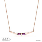 LENYA สร้อยคอเงินแท้ชุบพิงค์โกล์ด 18K ประดับอเมทีสต์ (Amethyst) ทรงบาเกต โฉบเฉี่ยวด้วยดีไซน์ที่ไม่มีใครเหมือน
