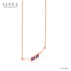 LENYA สร้อยคอเงินแท้ชุบพิงค์โกล์ด 18K ประดับอเมทีสต์ (Amethyst) ทรงบาเกต โฉบเฉี่ยวด้วยดีไซน์ที่ไม่มีใครเหมือน