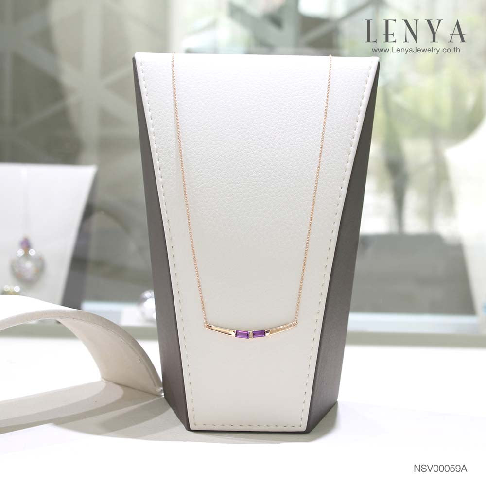 LENYA สร้อยคอเงินแท้ชุบพิงค์โกล์ด 18K ประดับอเมทีสต์ (Amethyst) ทรงบาเกต โฉบเฉี่ยวด้วยดีไซน์ที่ไม่มีใครเหมือน