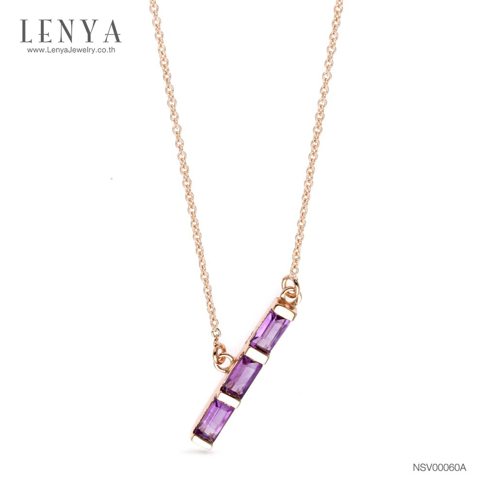 LENYA สร้อยคอเงินแท้ 925 ชุบ Pink Gold สวยสง่า เพิ่ีมความหรูหราด้วยการประดับ Amethyst ทรงสีเหลี่ยมผืนผ้า 3 ชิ้น ดีไซน์เก๋ไก๋ ให้ความรู้สึกมั่นคง ไม่โลเล เหมาะกับคนที่ต้องตัดสินใจบ่อยๆ โดยเฉพาะเจ้าของธุรกิจ