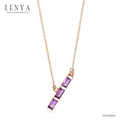 LENYA สร้อยคอเงินแท้ 925 ชุบ Pink Gold สวยสง่า เพิ่ีมความหรูหราด้วยการประดับ Amethyst ทรงสีเหลี่ยมผืนผ้า 3 ชิ้น ดีไซน์เก๋ไก๋ ให้ความรู้สึกมั่นคง ไม่โลเล เหมาะกับคนที่ต้องตัดสินใจบ่อยๆ โดยเฉพาะเจ้าของธุรกิจ