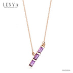 LENYA สร้อยคอเงินแท้ 925 ชุบ Pink Gold สวยสง่า เพิ่ีมความหรูหราด้วยการประดับ Amethyst ทรงสีเหลี่ยมผืนผ้า 3 ชิ้น ดีไซน์เก๋ไก๋ ให้ความรู้สึกมั่นคง ไม่โลเล เหมาะกับคนที่ต้องตัดสินใจบ่อยๆ โดยเฉพาะเจ้าของธุรกิจ