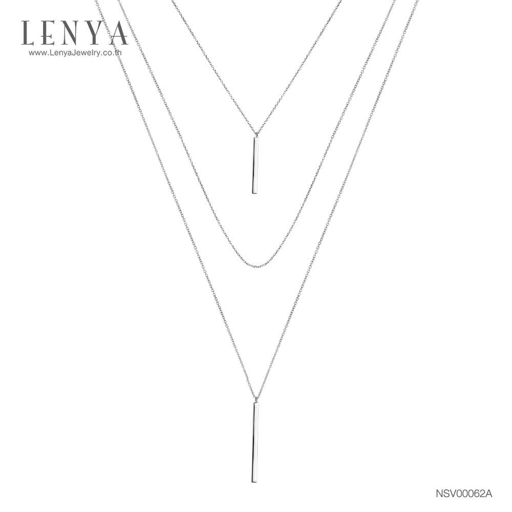 LENYA สร้อยคอเงินแท้ ดีไซน์เก๋ เล่นระดับ 3 ชั้น
