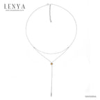 LENYA สร้อยคอเงินแท้ 925 ตัวเรือนชุบทองขาว ดีไซน์โดดเด่น ประดับด้วยพลอย ซิทริน(Citrine) และ คิวบิกเซอร์โคเนีย(Cubic Zirconia) สวยเฉียบ อัพลุคสาวแซ่บ!!