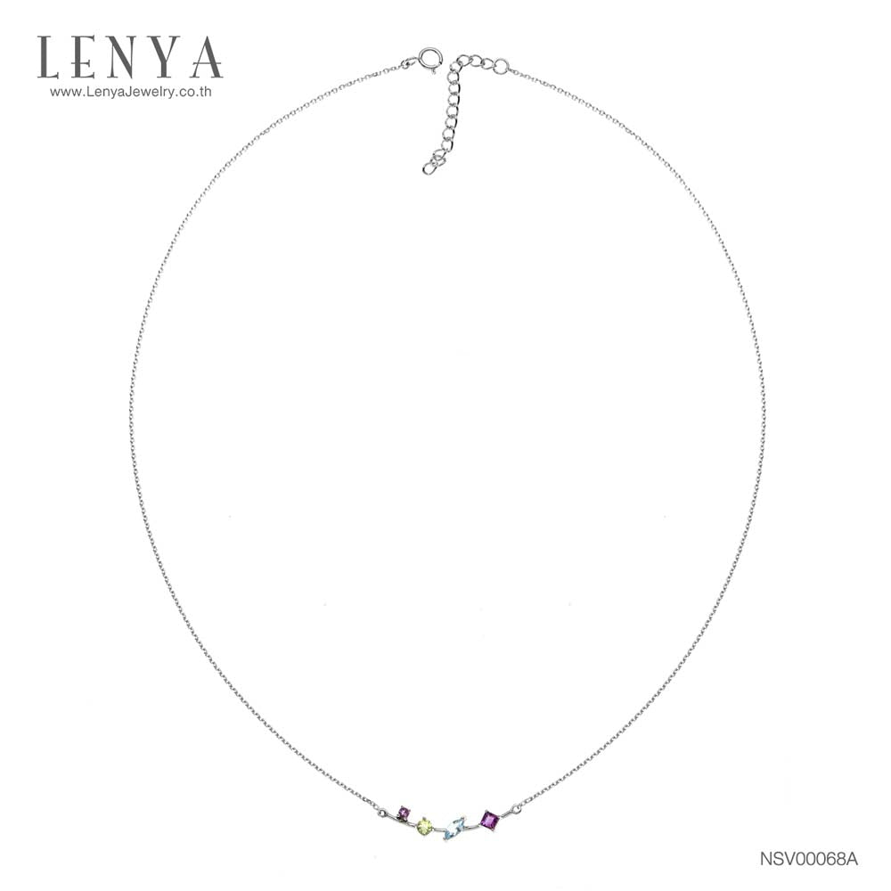 LENYA สร้อยคอเงินแท้ ประดับพลอย อเมทิสต์ บลูโทแพซ และเพอริดอท