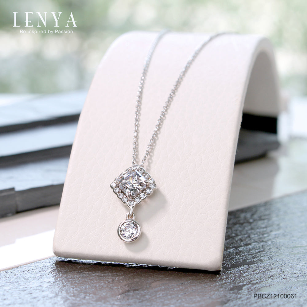 LENYA จี้ CZ  DiamondLike เสริมลุคใส่สบายทุกวัน ขนาด 5.5 มิล ตัวเรือนทองเหลือง ชุบทองคำขาว