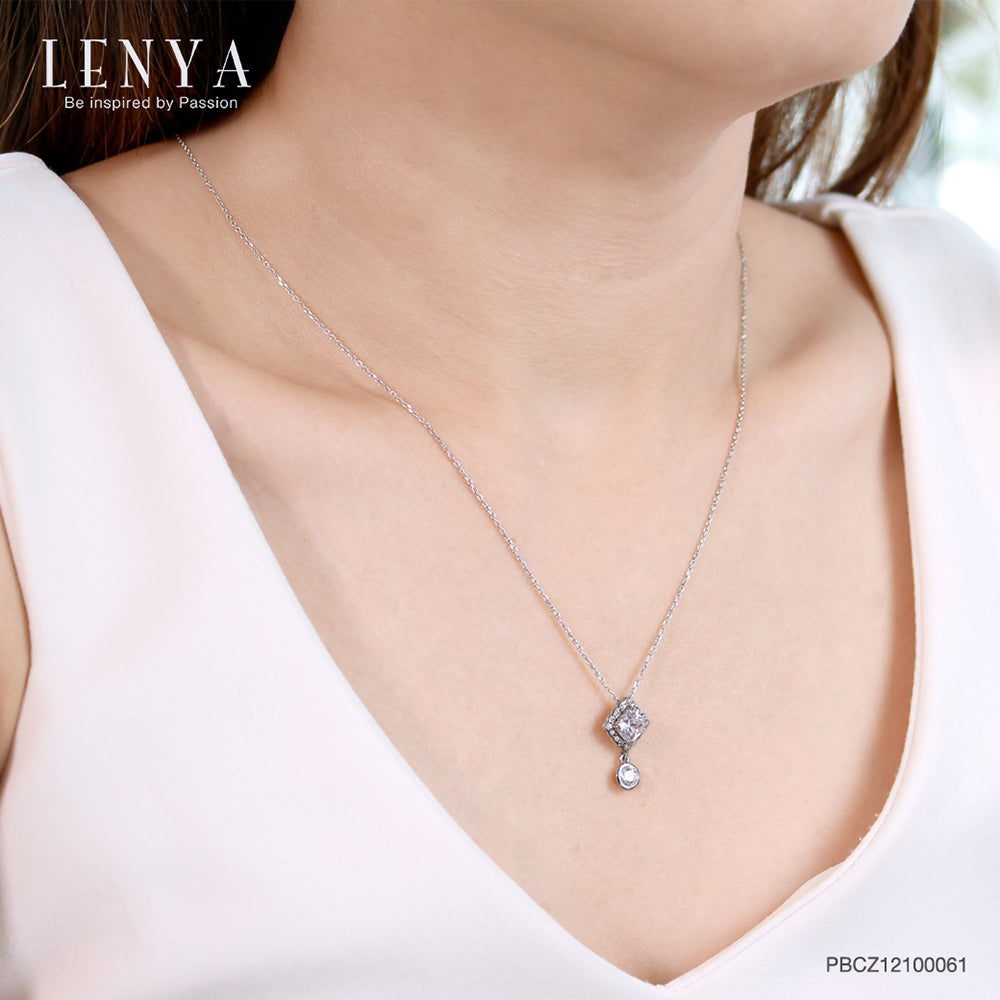 LENYA จี้ CZ  DiamondLike เสริมลุคใส่สบายทุกวัน ขนาด 5.5 มิล ตัวเรือนทองเหลือง ชุบทองคำขาว