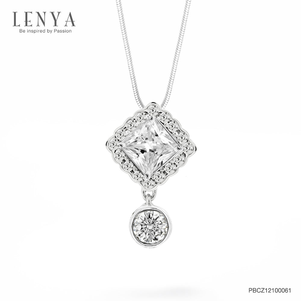 LENYA จี้ CZ  DiamondLike เสริมลุคใส่สบายทุกวัน ขนาด 5.5 มิล ตัวเรือนทองเหลือง ชุบทองคำขาว