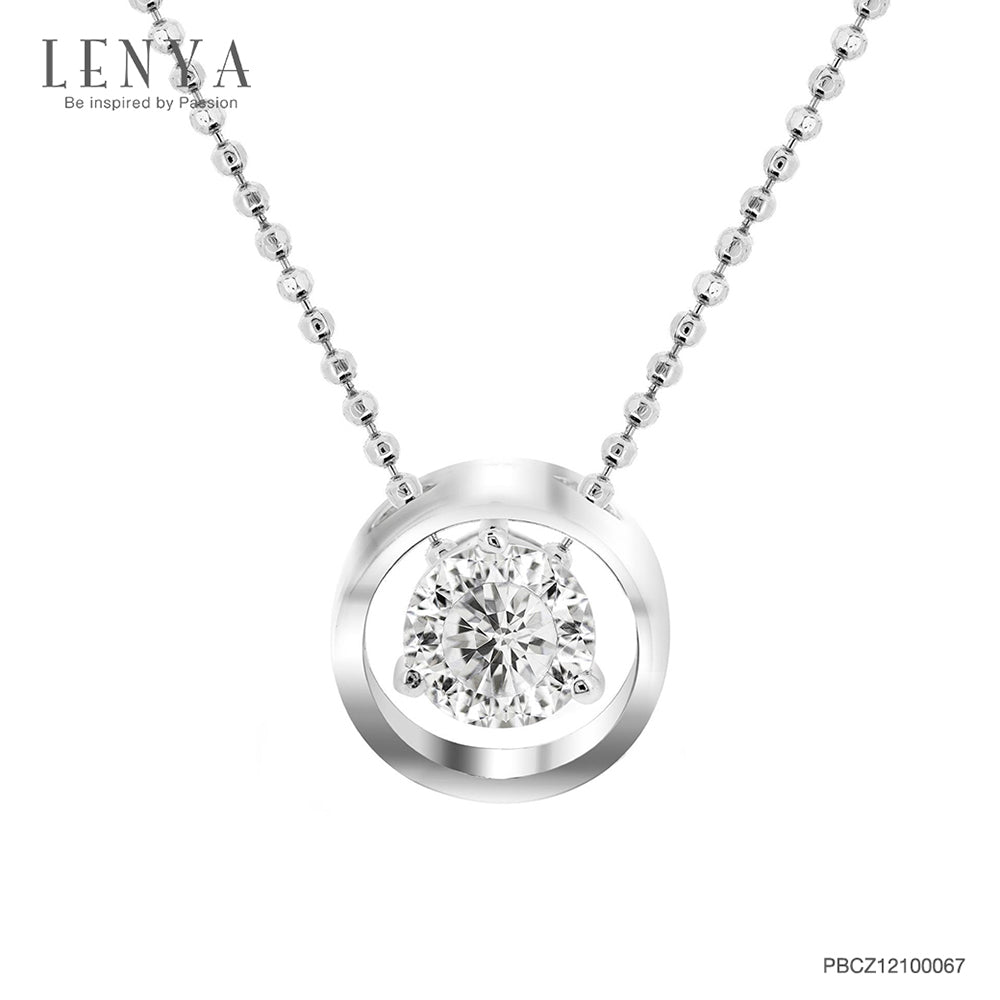 LENYA จี้ CZ DiamondLike เสริมลุคใส่สบายทุกวัน ขนาด 6.5 มิล ตัวเรือนทองเหลือง ชุบทองคำขาว