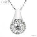 LENYA จี้ CZ สีขาว DiamondLike เสริมลุคหรูโดดเด่น ขนาด 6.5 มิล ตัวเรือนเงินแท้925 ชุบทองคำขาว