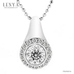 LENYA จี้ CZ สีขาว DiamondLike เสริมลุคหรูโดดเด่น ขนาด 6.5 มิล ตัวเรือนเงินแท้ 925 ชุบทองคำขาว