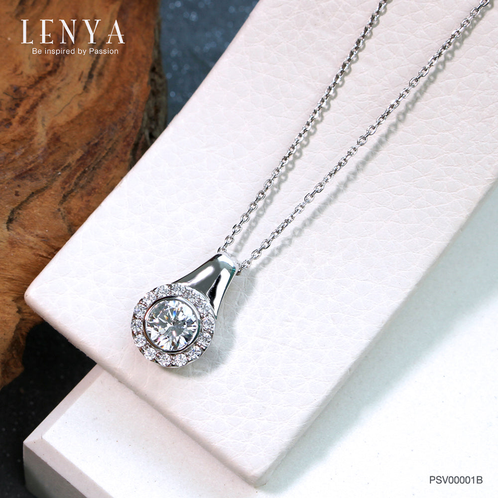 LENYA จี้ CZ จาก Swarovski เสริมลุคเรียบหรู ขนาด 6.50 มิล ตัวเรือนเงินแท้925 ชุบทองคำขาว