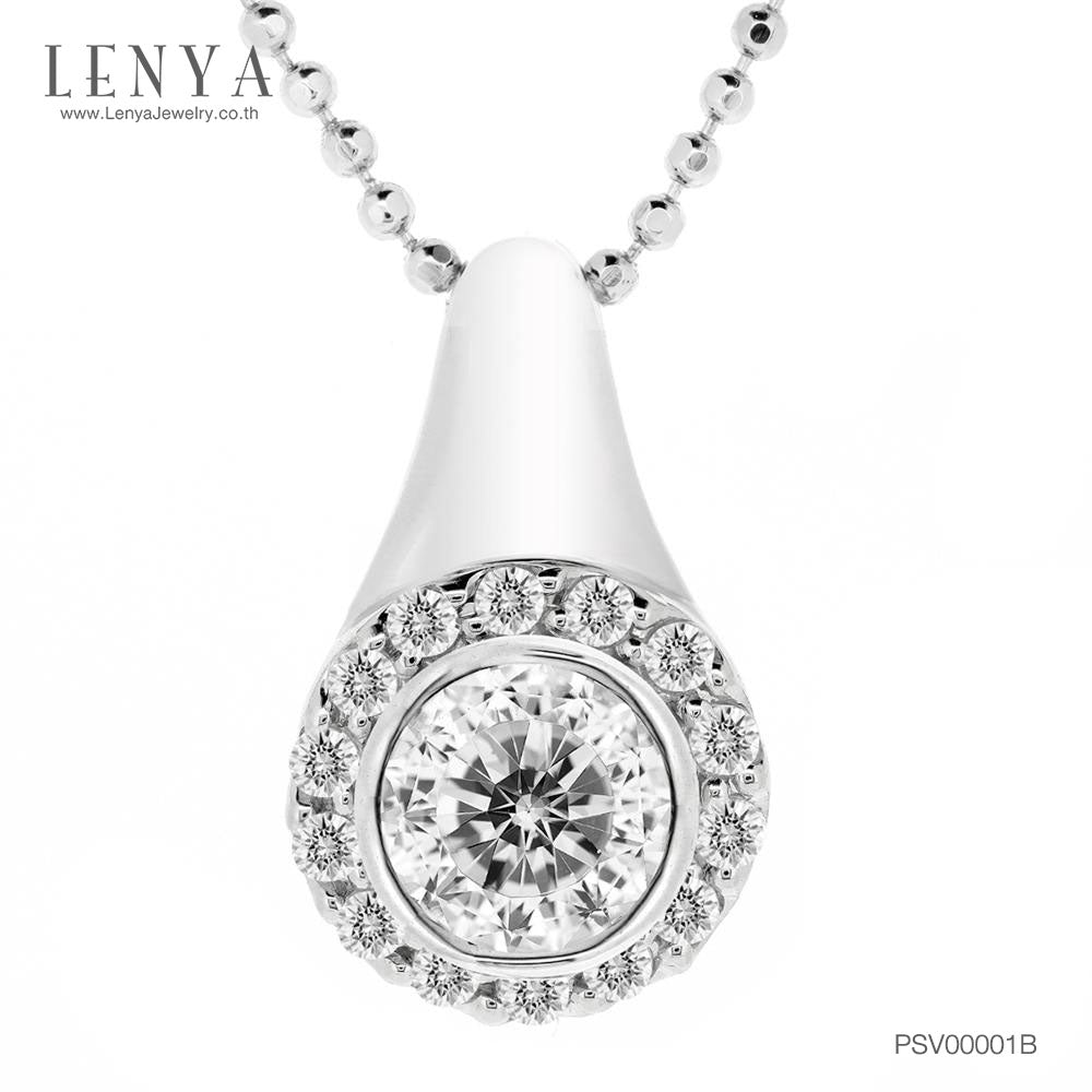 LENYA จี้ CZ จาก Swarovski เสริมลุคเรียบหรู ขนาด 6.50 มิล ตัวเรือนเงินแท้925 ชุบทองคำขาว