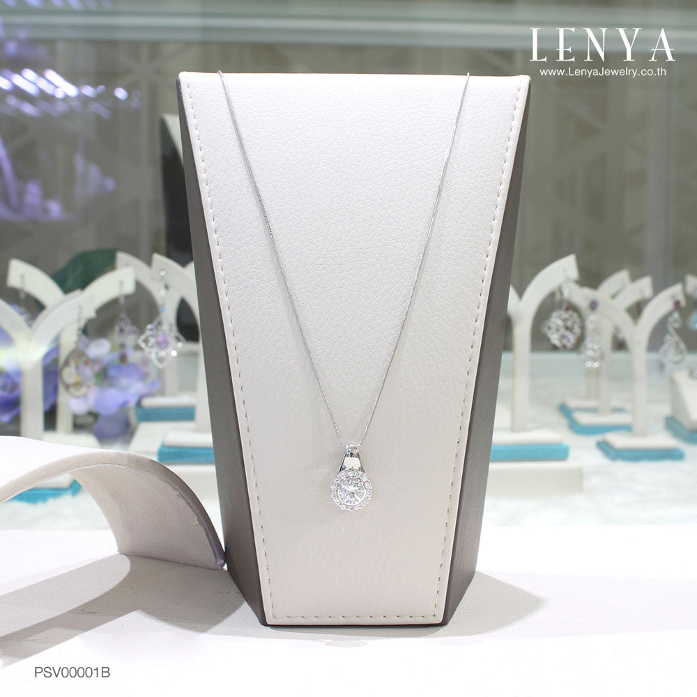 LENYA จี้ CZ จาก Swarovski เสริมลุคเรียบหรู ขนาด 6.50 มิล ตัวเรือนเงินแท้925 ชุบทองคำขาว