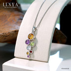 LENYA จี้พลอยซิทริน ช่วยเรียกทรัพย์ สดใส พลังบวก ขนาด 6 มิล ตัวเรือนเงินแท้925 ชุบทองคำขาว