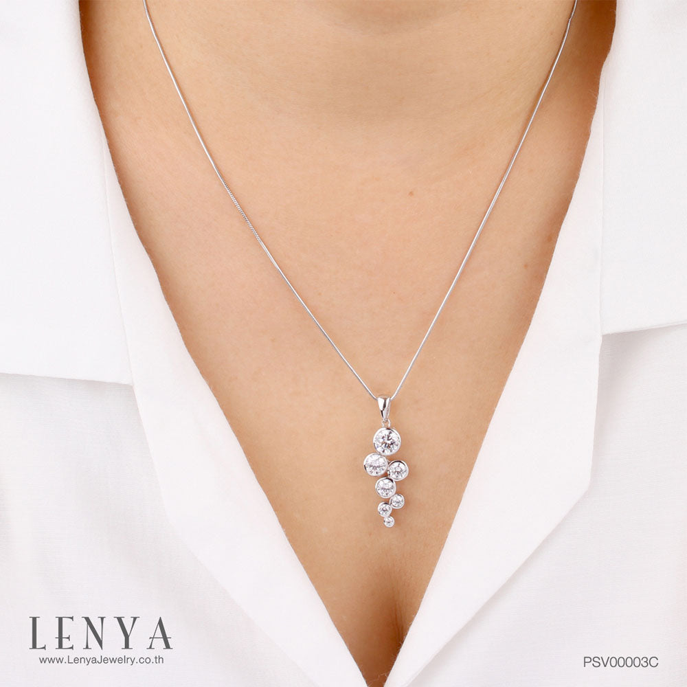 LENYA จี้ CZ จาก SWAROVSKI เสริมลุคสวยหวานทุกวัน ขนาด 6 มิล ตัวเรือนเงินแท้925 ชุบทองคำขาว
