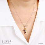LENYA จี้ประดับพลอยหลากสี ซิทริน(Citrine) อะเมทิสต์(Amethyst)  เพอริดอท(Peridot) บลูโทปาซ(Blue Topaz) โกเมน( Garnet) ตัวเรือนเงินแท้ชุบทอง
