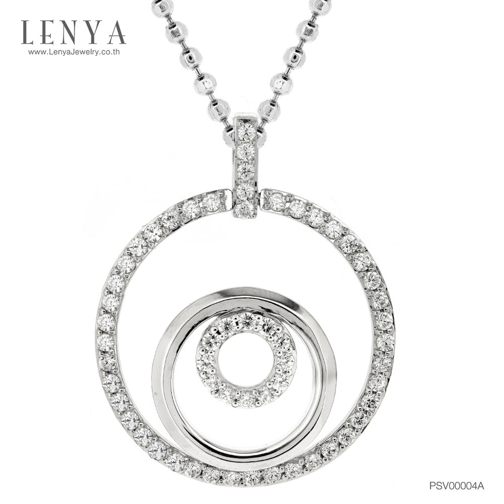 LENYA จี้เพชร DiamondLike ดีไซน์เก๋ด้วยวงกลมล้อมกันถึง 3 ชั้น ตัวเรือนเงินแท้ชุบทองคำขาว
