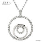 LENYA จี้เพชร DiamondLike ดีไซน์เก๋ด้วยวงกลมล้อมกันถึง 3 ชั้น ตัวเรือนเงินแท้ชุบทองคำขาว