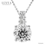 LENYA จี้ CZ สีขาว DiamondLike เสริมลุคให้โดดเด่น ทรงกลม ขนาด 8 มิล ตัวเรือนเงินแท้925 ชุบทองคำขาว