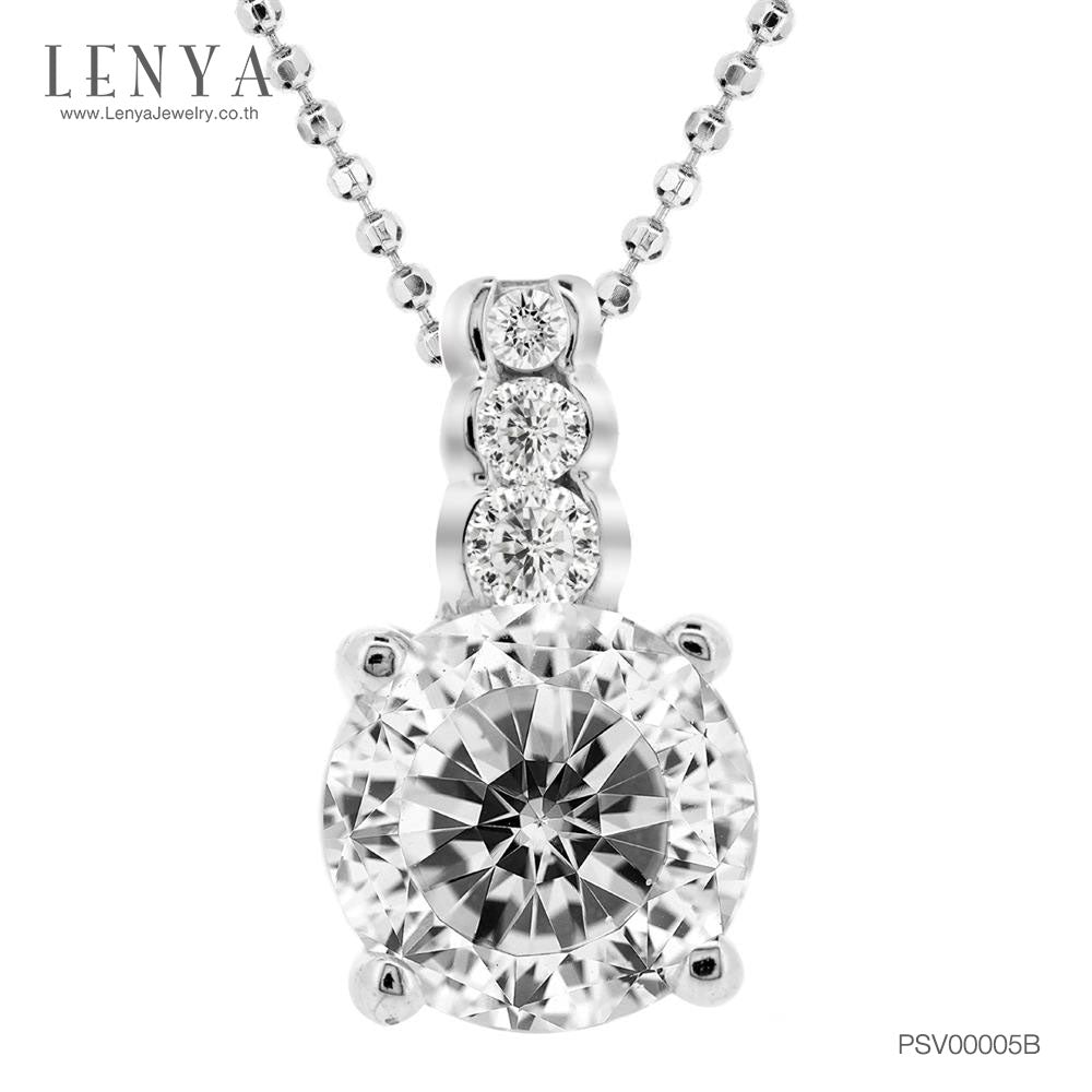 LENYA จี้ CZ จาก Swarovski เสริมลุคเรียบหรูโดดเด่น ขนาด 8 มิล ตัวเรือนเงินแท้925 ชุบทองคำขาว