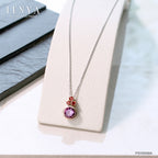 LENYA จี้พลอยอเมทิสต์ (Amethyst) สีม่วง ประดับทับทิม สีชมพู   ตัวเรือนเงินแท้ชุบพิ้งค์โกลด์(Pink Gold)